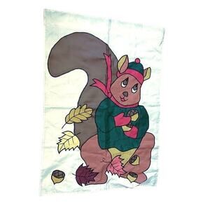 Vtg 1998 Evergreen Flag Enterprises Squirrel Garden Flag Double Sided Classroom